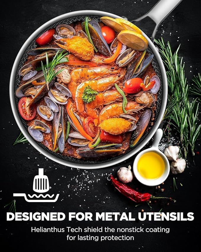 Nonstick Frying Pan Set with 2 Lid, Non-Toxic Tri-Ply Hybrid Ceramic Skillet 3 - Image 6
