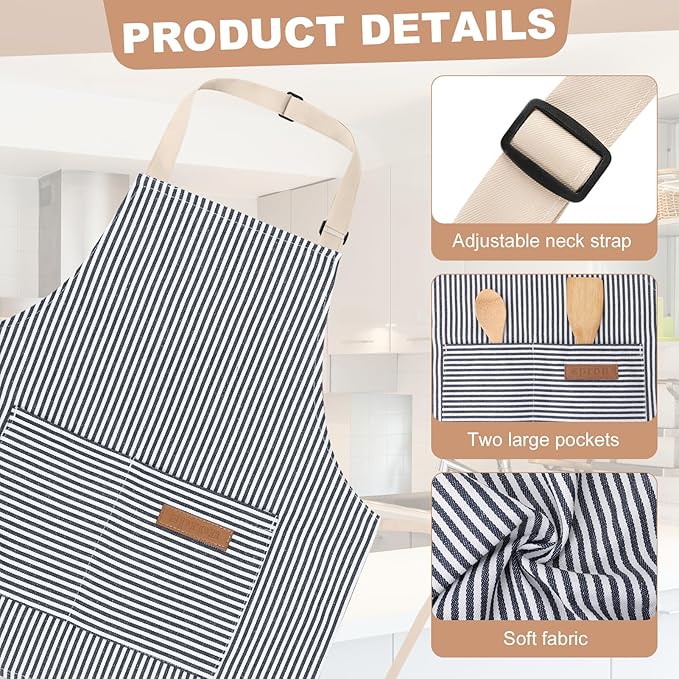 2 Pack Stripes Kids Apron, Kids Cooking Aprons - Image 3