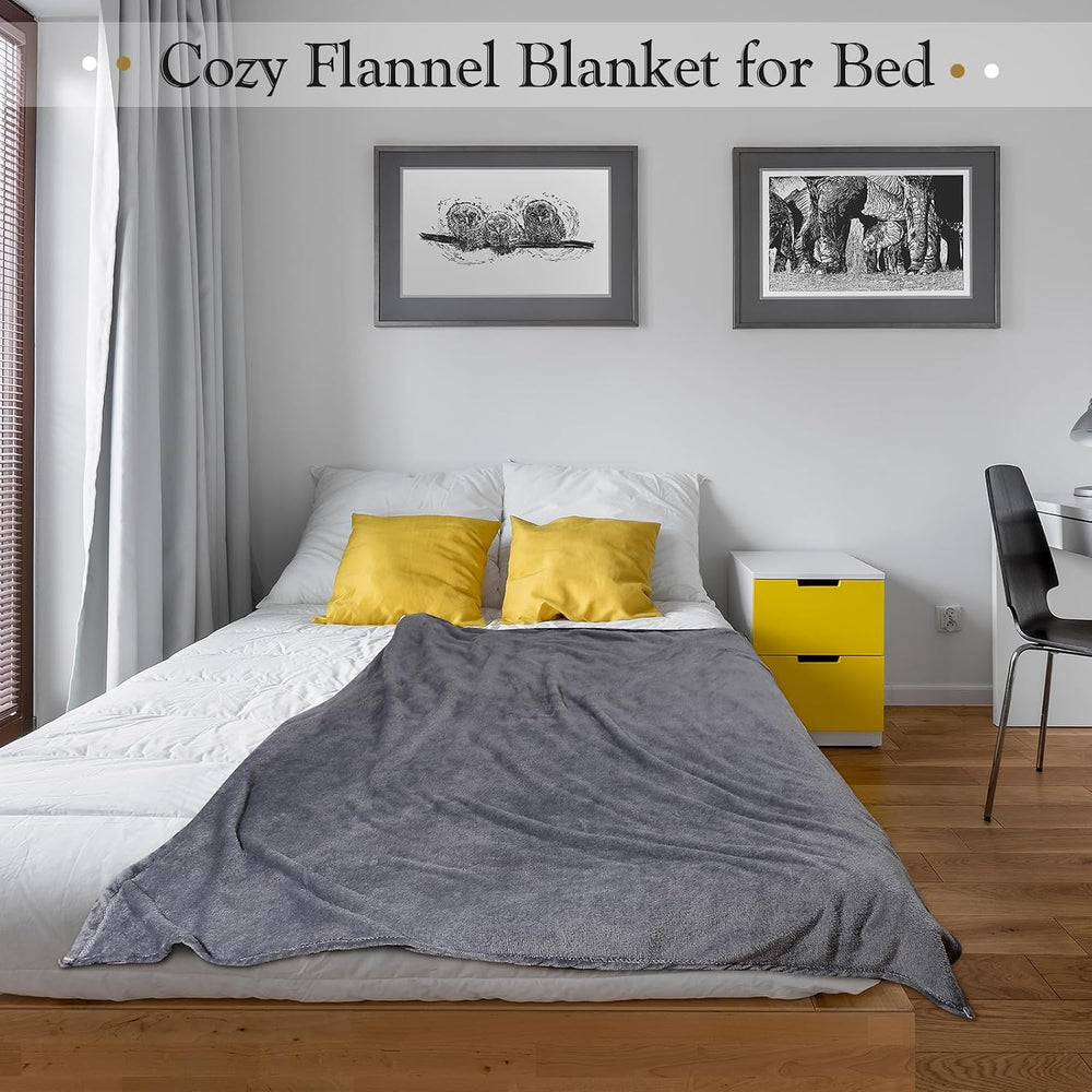 4 Pcs Fleece Throw Blanket Soft, White, Gray, 50'' X 60''