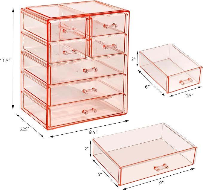 Sorbus Acrylic Makeup Organizer Set, 7-Drawer Vanity & Countertop Cosmetic - Image 3