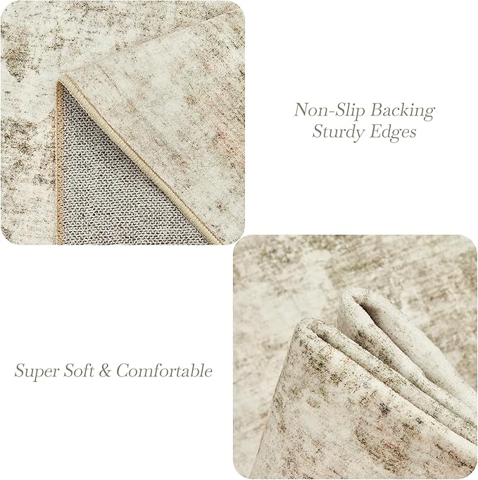 6x9 Abstract Area Rugs for Living Room 6 x 9 Washable Non Slip Low Pile Gray - Image 7