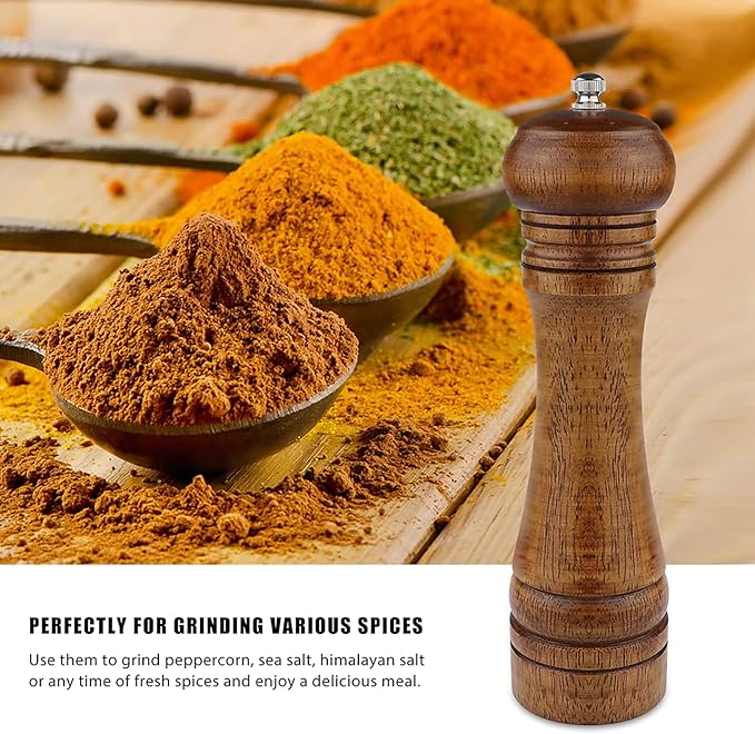 2PCS Salt and Pepper Grinder, Solid Wood Sea Salt and Pepper Shakers, Pepper - Image 4