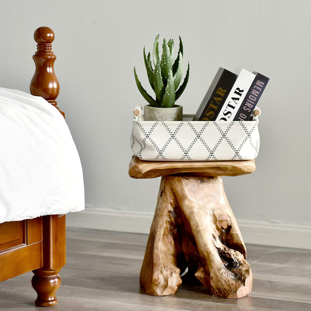 WELLAND Natural Cedar Stump Stool, Live Edge Mushroom Side Table, 14" H