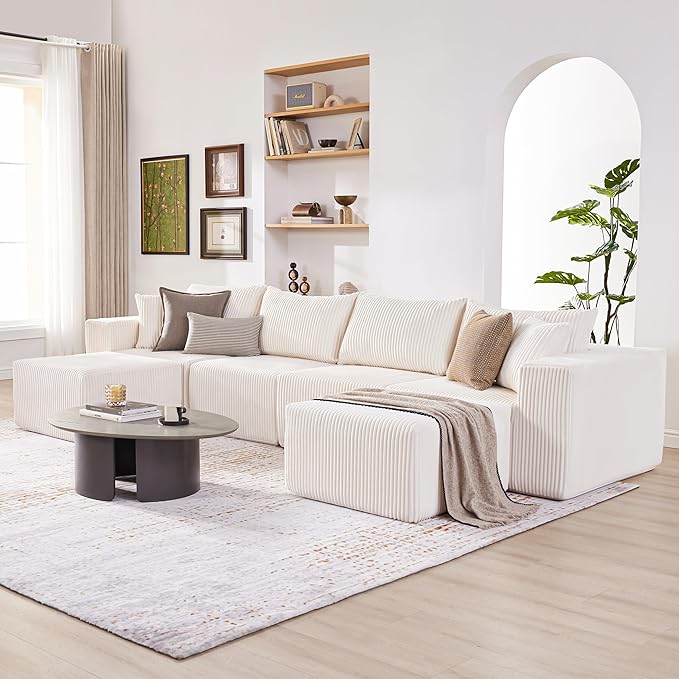 135.4" Cloud Couch Sectional, Modular Sectional Sofa with Deep Seat, Plu...
