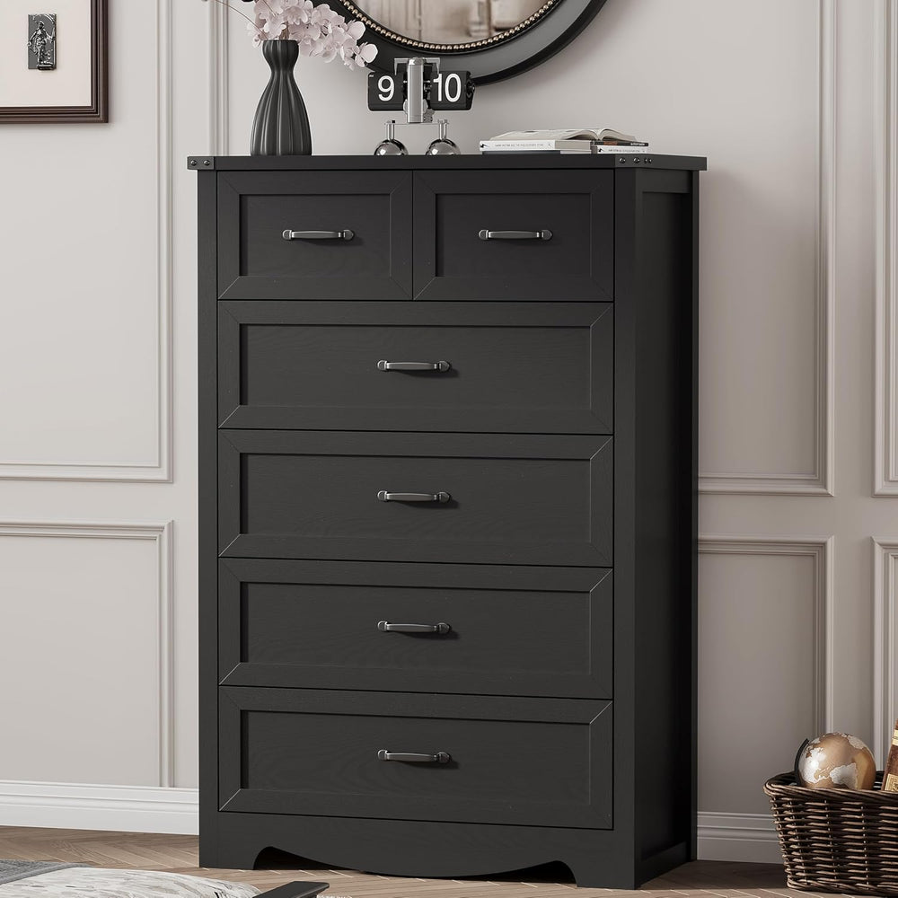 Dresser for Bedroom with 6 Drawers, 49" Tall Wood Chest of Drawers with ...