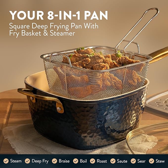 Gotham Steel Hammered 20Pcs Ceramic Cookware Set, Induction Pots and Pans Set - Image 4