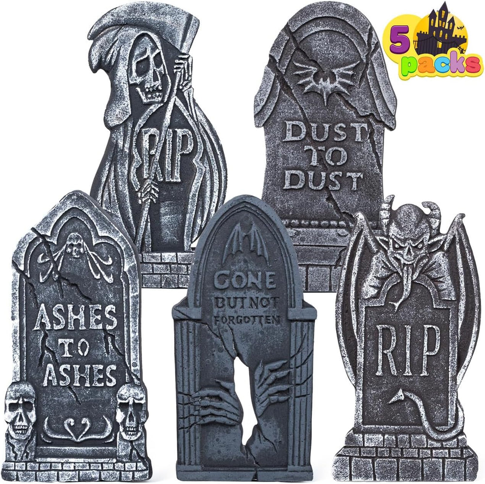 JOYIN 17” Halloween Tombstones For Graves Decorations Outdoor (5 Pack), Foam ...