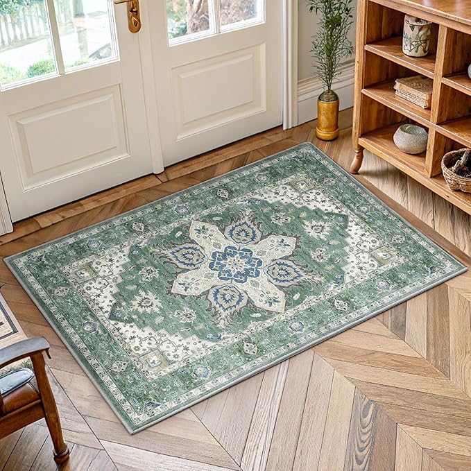 AMADA HOMEFURNISHING 2x3 Washable Area Rug, Low-Profile Entryway Rug by AMADAHOMEFURNISHING