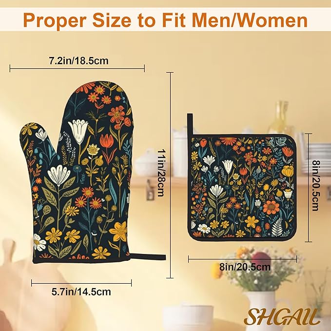 Vintage Flowers Oven Mitts and Heat Resistant Pads - Image 3