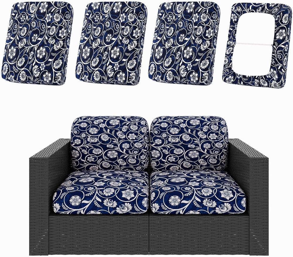 hyha 4Pcs Patio Cushion Covers, Stretch Outdoor Couch Cushion Covers Replacement