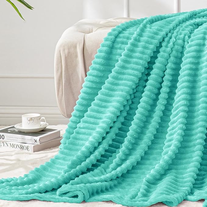 BEDELITE Fleece Throw Blanket for Couch – 3D Ribbed Jacquard Soft and Warm - Image 7