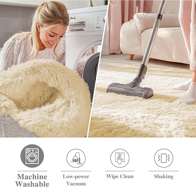 OLANLY Cream Round Rugs for Bedroom - Image 2
