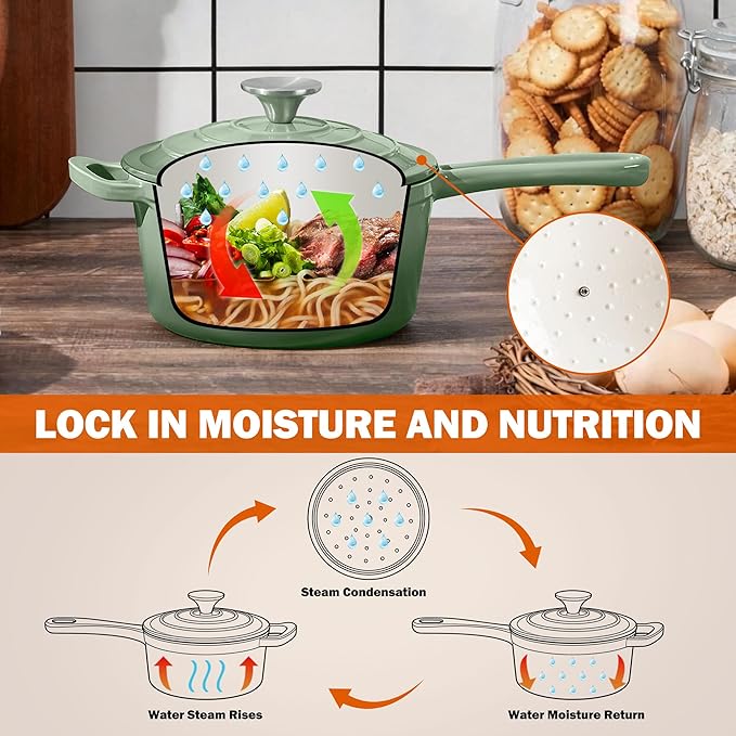 Homikit 1 Quart Saucepan with Lid, Enameled Cast Iron Small Sauce Pan Cooking - Image 5