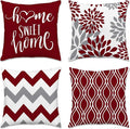 Hexagram Geometric Burgundy Pillow Covers 16x16 Set of 4, Decorative Outdoor by Hexagram