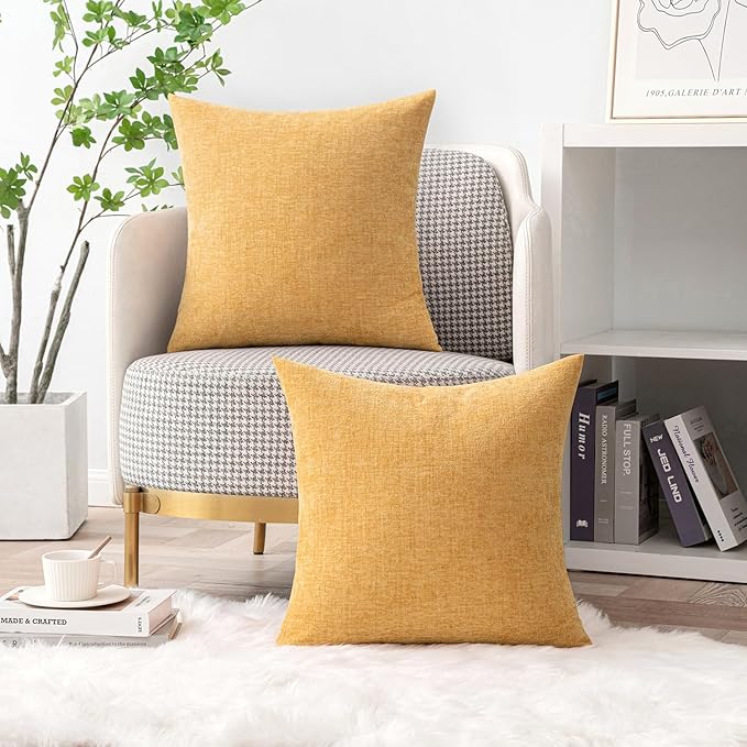 MIULEE Pack of 2 Couch Throw Pillow Covers 20x20 Inch Soft Beige Yellow - Image 5