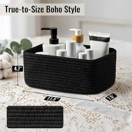 8 Pack Small Storage Baskets for Organizing, Woven Rope Bins for Bathroom - Image 2
