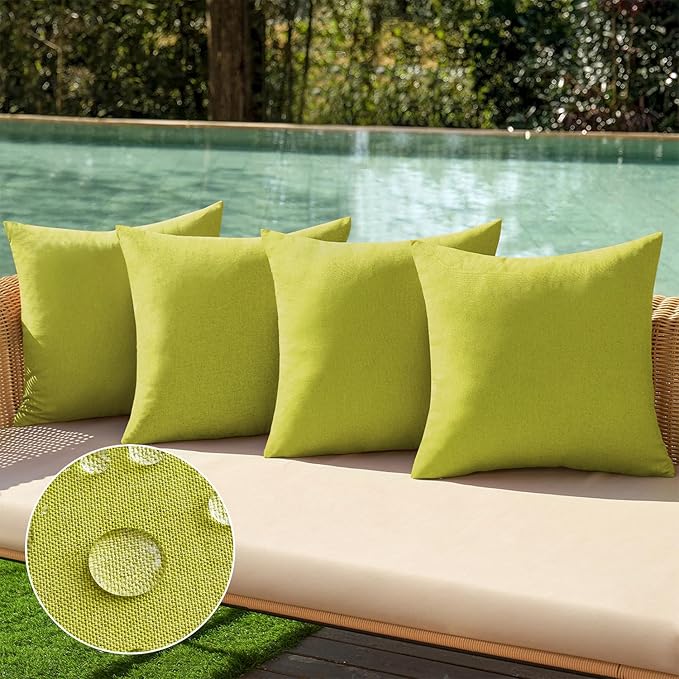 MIULEE Pack of 4 Decorative Outdoor Throw Pillow Covers Linen Waterproof Pillow by MIULEE