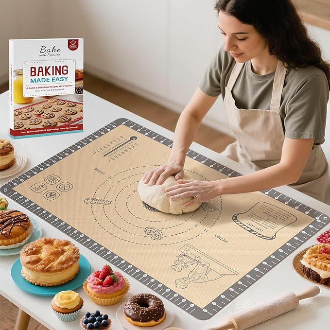 Silicone Baking Mat with 10 Quick Recipes, Extra Thick Silicone Mats by Bredominant