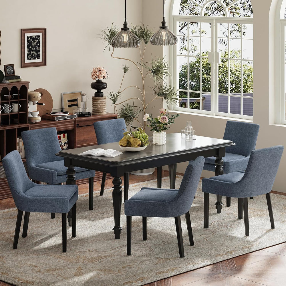 Modern Dining Chairs Set of 6, Upholstered Corduroy Dining Room Chairs with W...