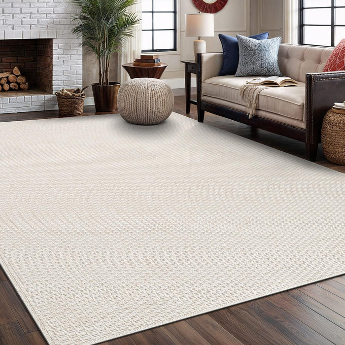 Luul Home Easy Jute Rugs 6x9 White Color Living Room Indoor Outdoor Area Rug for Farmhouse Patio and Kitchen Rug High Traffic Washable Easy to Clean Solid Boho Woven Design Outside Carpet (6 x 9)