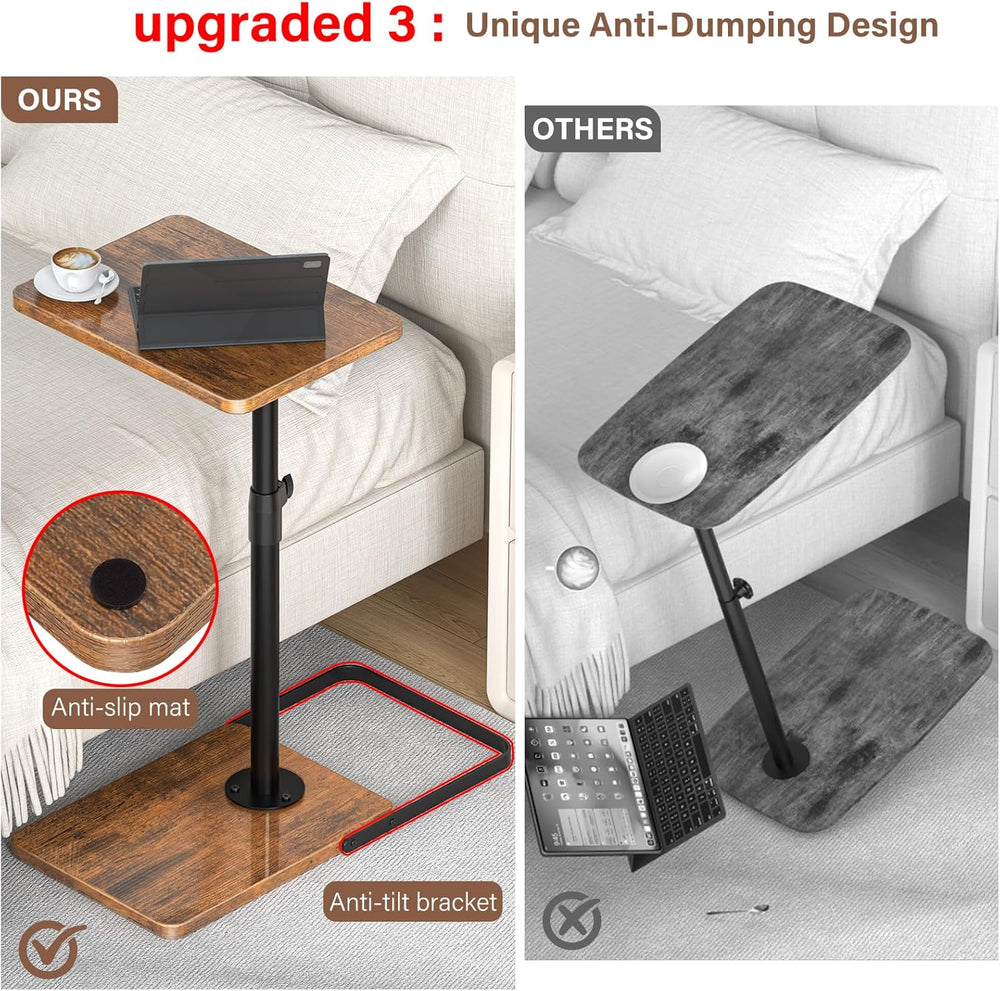 C Table End Table Adjustable Height, 360°Swivel TV Tray Table, Upgraded Metal...