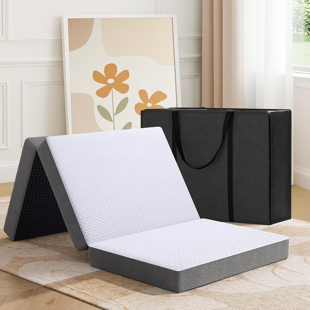 MASVIS Trifold Mattress, 3 Inch Memory Foam Foldable Mattress with Washable C...