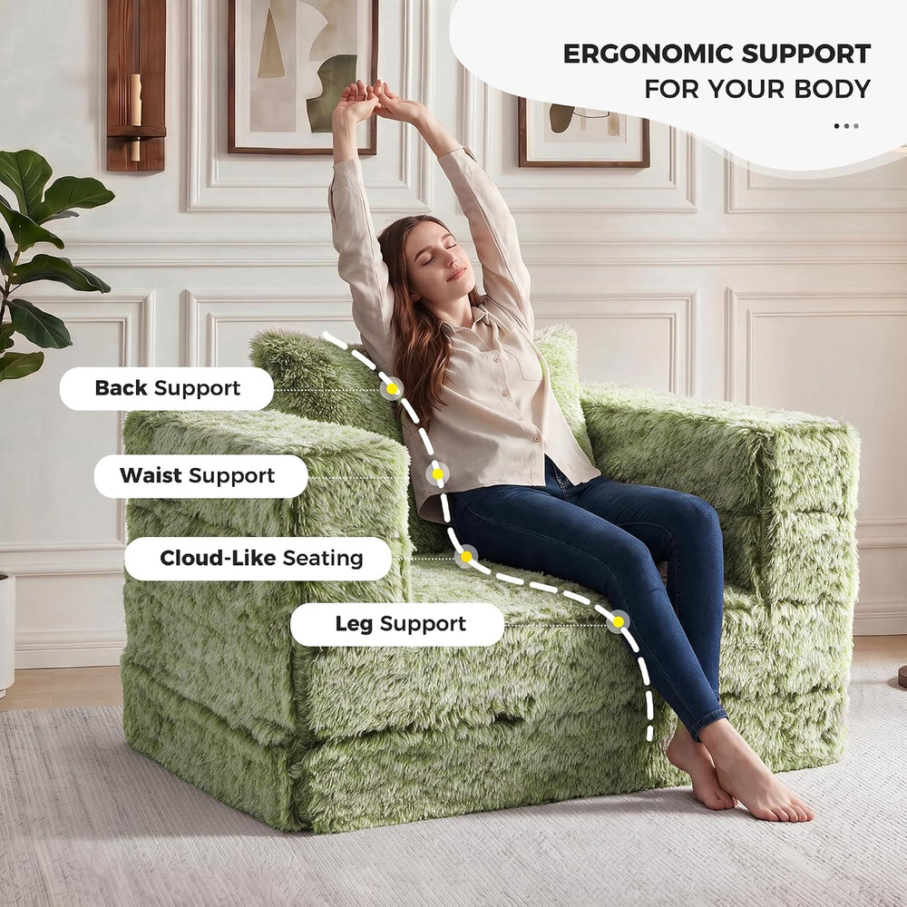 Convertible Sofa Bed, 3-in-1 Futon Sofa Bed with Pillow, Foldable Pull Out Fl...