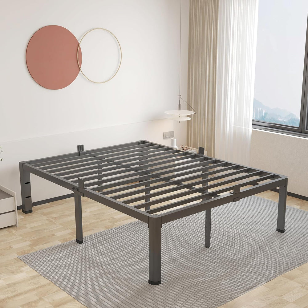 ROIL 14 Inch Full Bed Frame with Rounded Corner & 4 Mattress Baffles