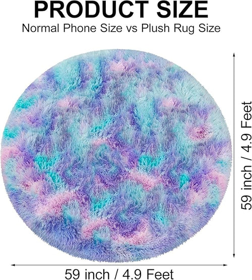5x5 ft Tie Dye Rainbow Round Rug - Image 2