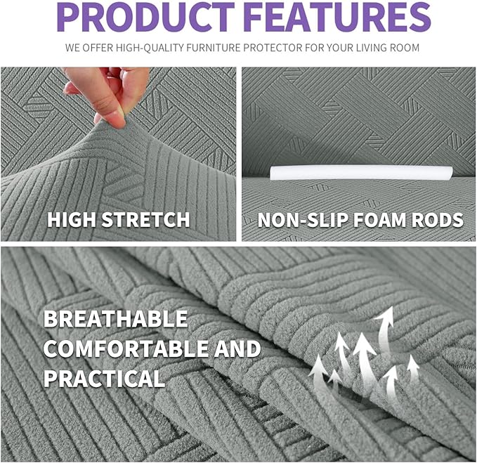 ZNSAYOTX Super Stretch Loveseat Covers, New Striped Love Seat Slipcover - Image 3