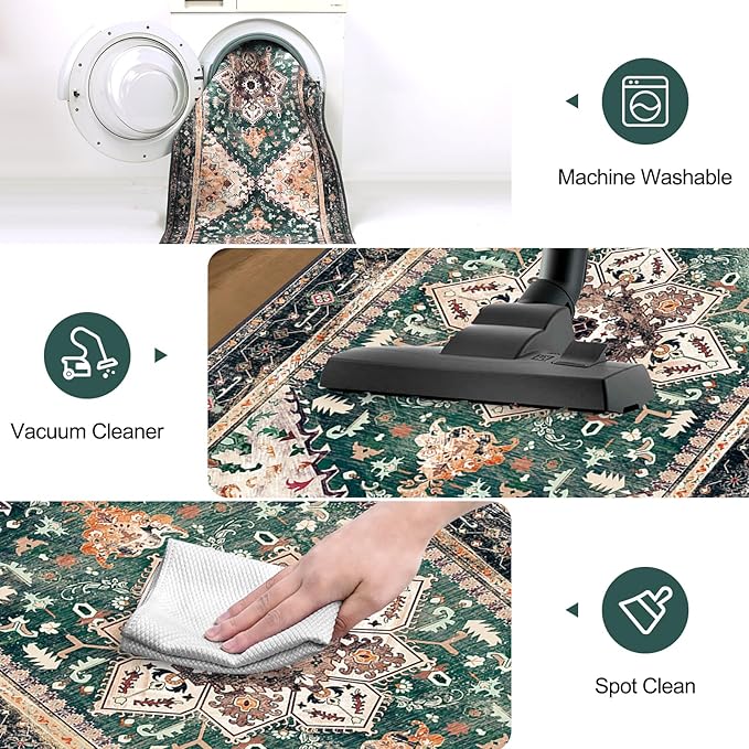 Yamaziot Washable Runner Rug, 2x8 Non-Slip Boho Vintage Hallway Rug Runner - Image 5