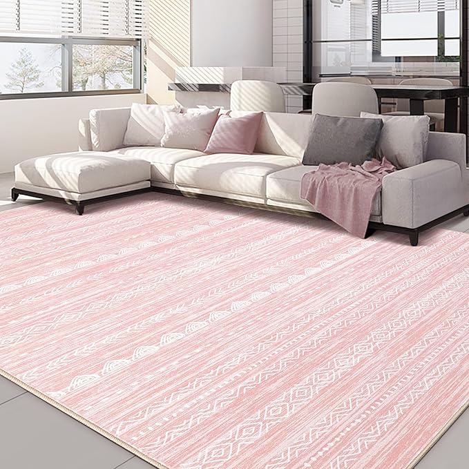 Nakagishi Pink Rugs for Bedroom Girls: 7x10 Washable Boho Large Neutral Cute by NakagishiAreaRug
