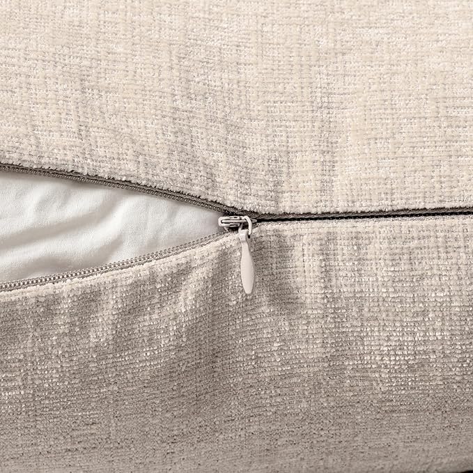MIULEE Pack of 2 Couch Throw Pillow Covers 12x20 Inch Soft Light Brown Chenille - Image 3
