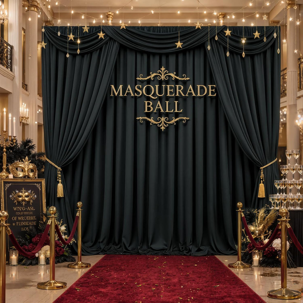 20x10FT Black Backdrop Curtains, Polyester Back Drop for Halloween
