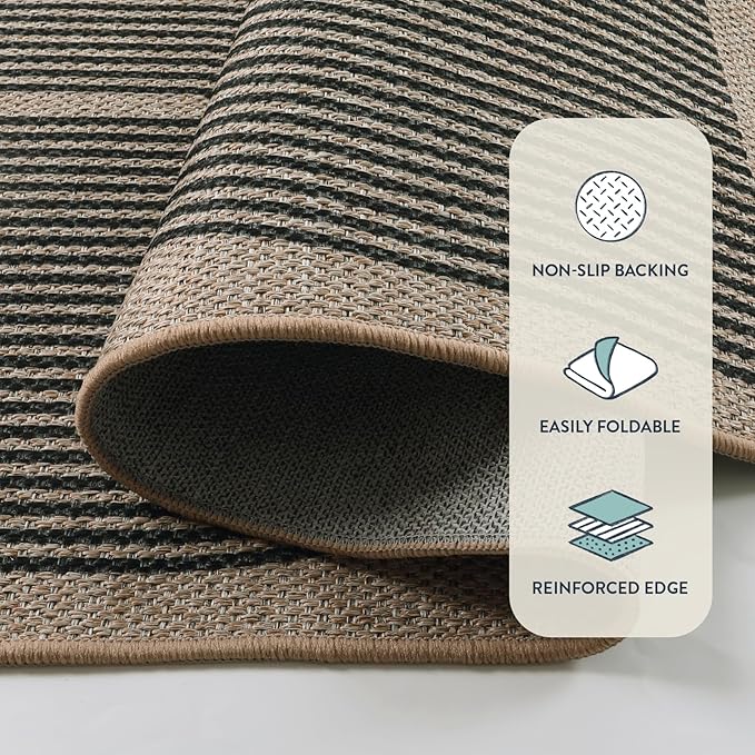 Lahome Enfys Modern Rainbow Easy Jute 9x12 Rug, Large Outdoor Patio Rug - Image 4