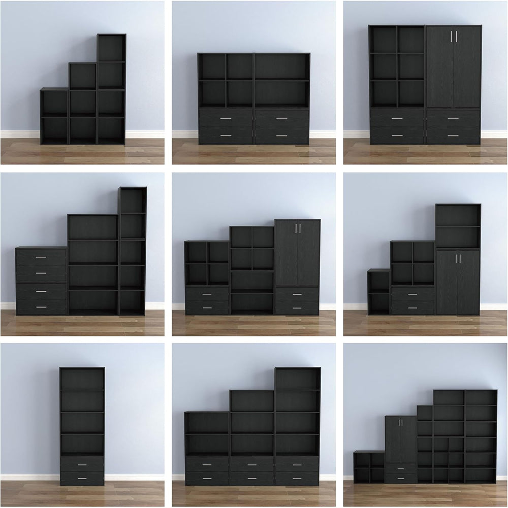 Homes: Inside + Out Apexa 4-Cube Storage Organizer Shelves, Stackable Wood Bo...