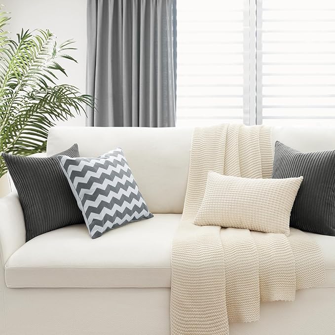 Topfinel Decorative Dark Grey Throw Pillow Covers Cushion Cases, Mix and Match - Image 5
