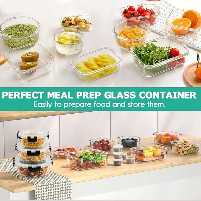 34pcs Glass Food Storage Containers