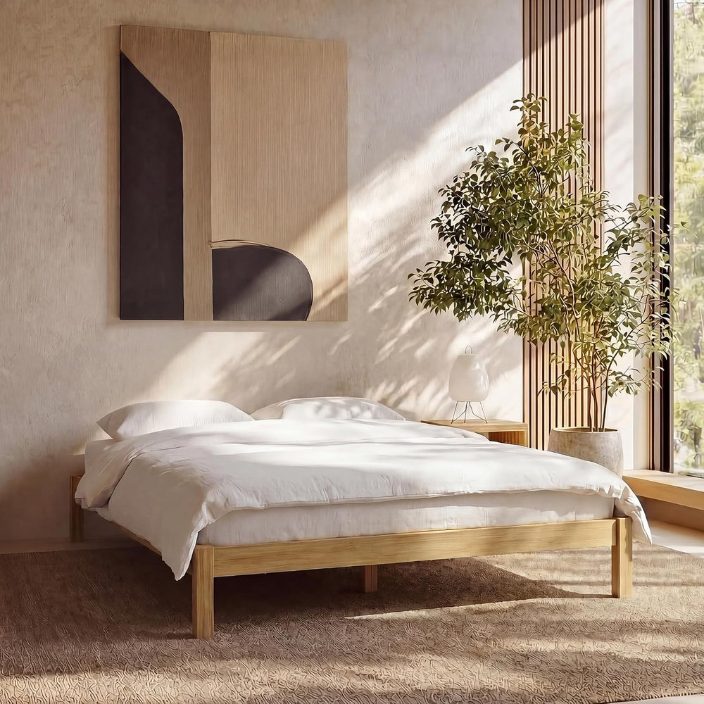 LIFEMENT Twin Bed Frame Classic Wood Platform, Noise Free, Under Bed Storage,...