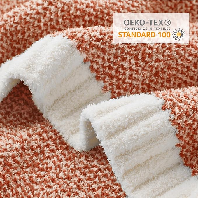 Snuggle Sac Orange Fall Blanket Twin Size, Oversized Soft Warm Cozy Knit - Image 6