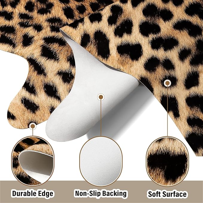 AROGAN Premium Leopard Print Rug 6.2x7 Feet, Machine Washable Faux Fur Cheetah - Image 5