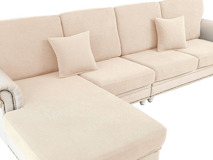 Couch Cushion Cover Chaise Lounge Cover Washable Separate Seat Chaise Couch by LA+MEACK