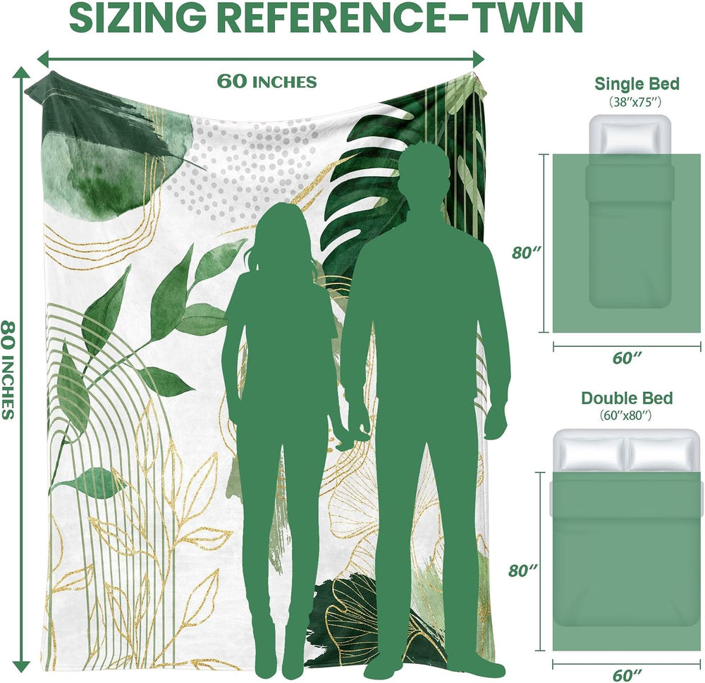 Sage Green Leaf Twin Blanket, 60x80 in