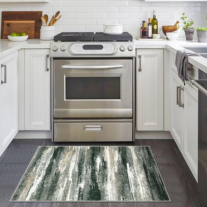 Lansny Modern Abstract Entryway Rug Indoor 2x3 Washable Rug Non-Slip Soft Small - Image 2