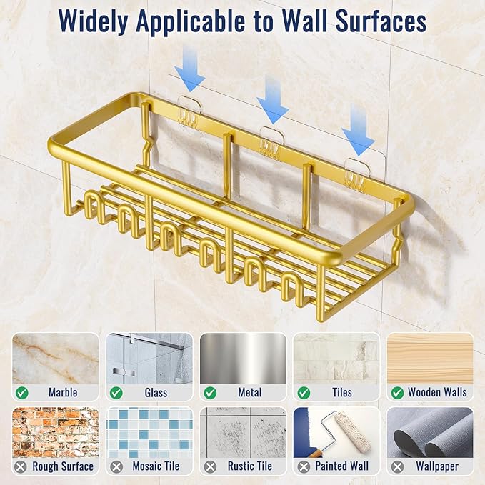8 Pack Adhesive Rustproof Shower Shelves - Image 7