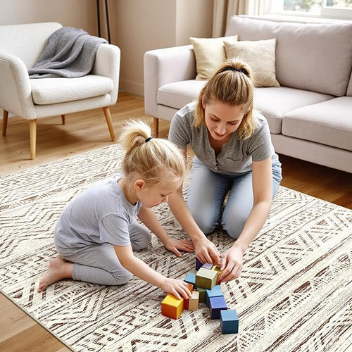 4x5 Washable Entryway Area Rug: Modern Moroccan Runner Rugs Indoor Soft Non by Ksrau
