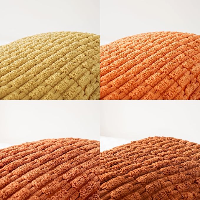 Fancy Homi Set of 4 Burnt Orange Fall Lumbar Rectangle Decorative Throw Pillow - Image 4