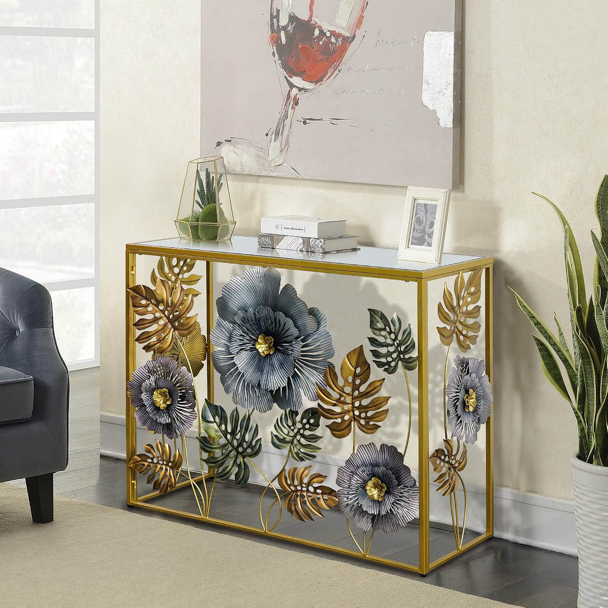 lewahom console table, vintage art sofa table with on a desk or shelf
