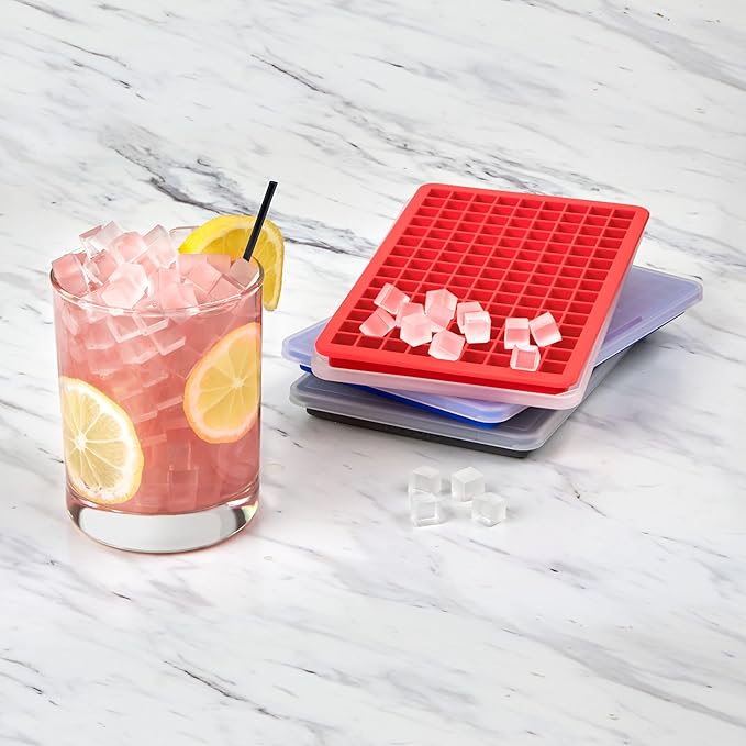 Tovolo Mini Ice Cube Tray with Lid Set of 3 Assorted Colors Small Ice Maker - Image 7