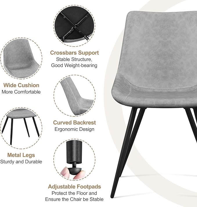 Yaheetech Dining Chairs Set of 2 Modern Upholstered Dining Room Chairs with F...